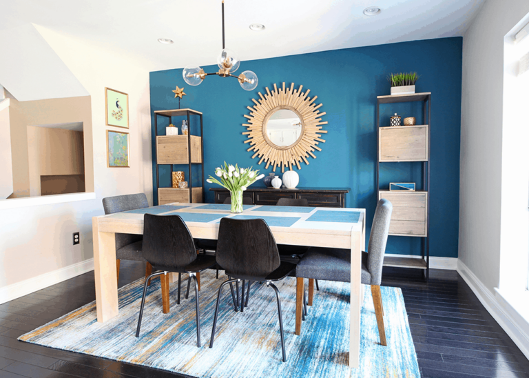 Modern Dining Room Teal Accent Wall | The Home Hero